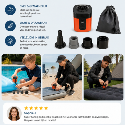 Draagbare mini-luchtpomp met ledlamp – snel opblazen en leeg laten lopen