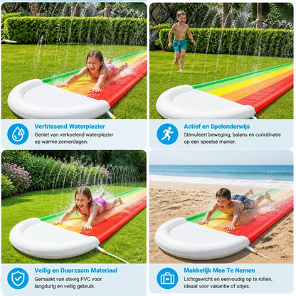 Regenboog-Waterglijbaan – Opblaasbare Buitenglijbaan voor Kinderen & Gezin