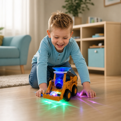 Interactieve lichtgevende bulldozer voor kinderen met ballenwerper