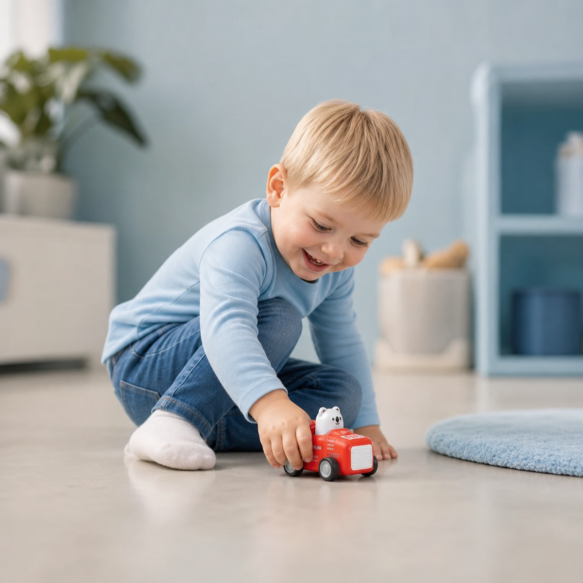 Druk-en-ga speelgoed met vliegtuig en vrachtwagen voor kinderen