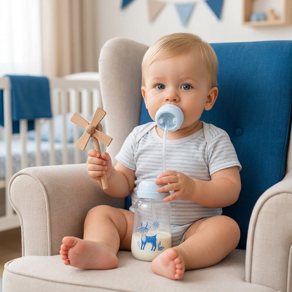 Handsfree babyfles voor het voeden