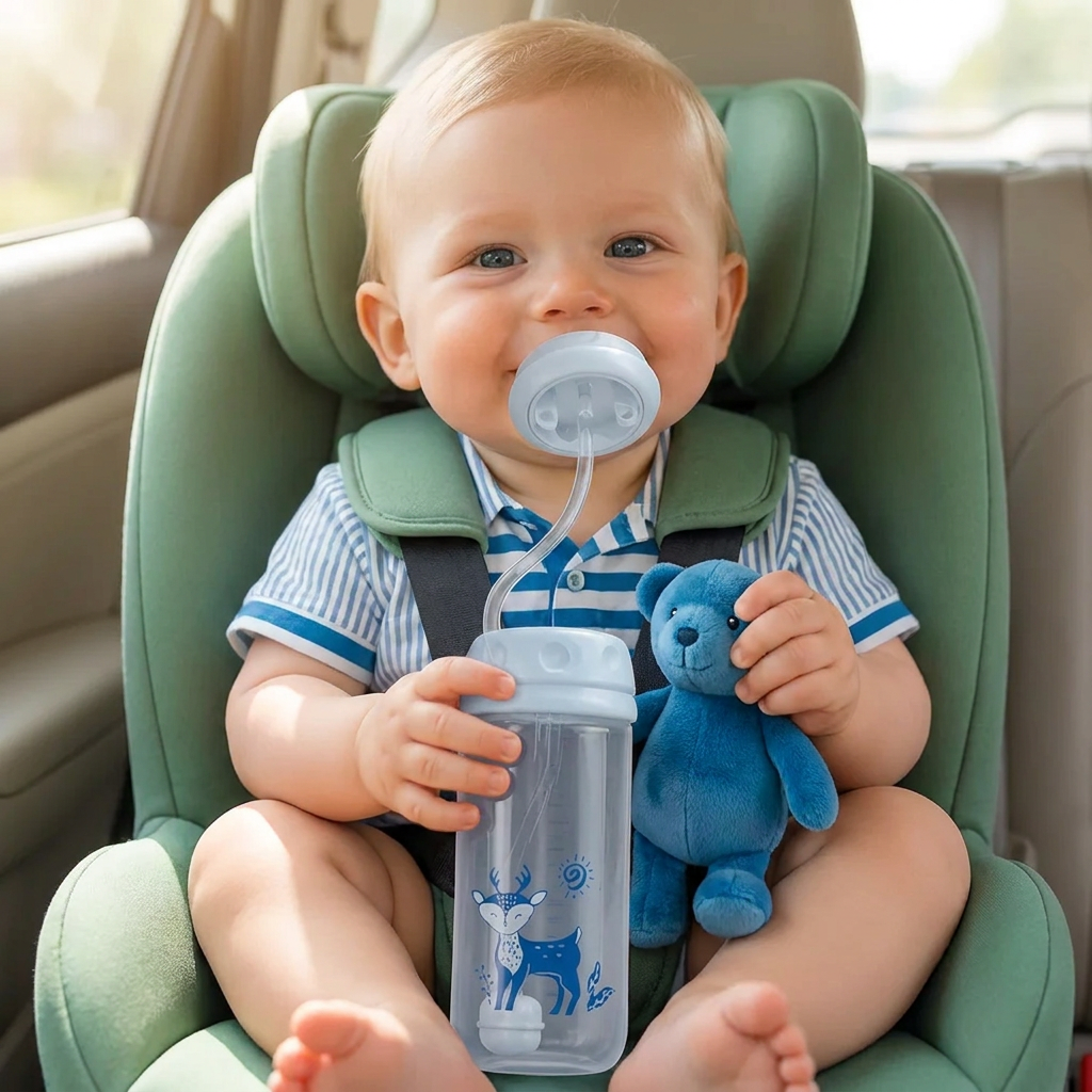 Handsfree babyfles voor het voeden