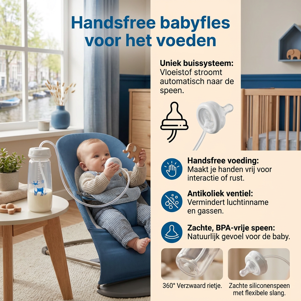 Handsfree babyfles voor het voeden