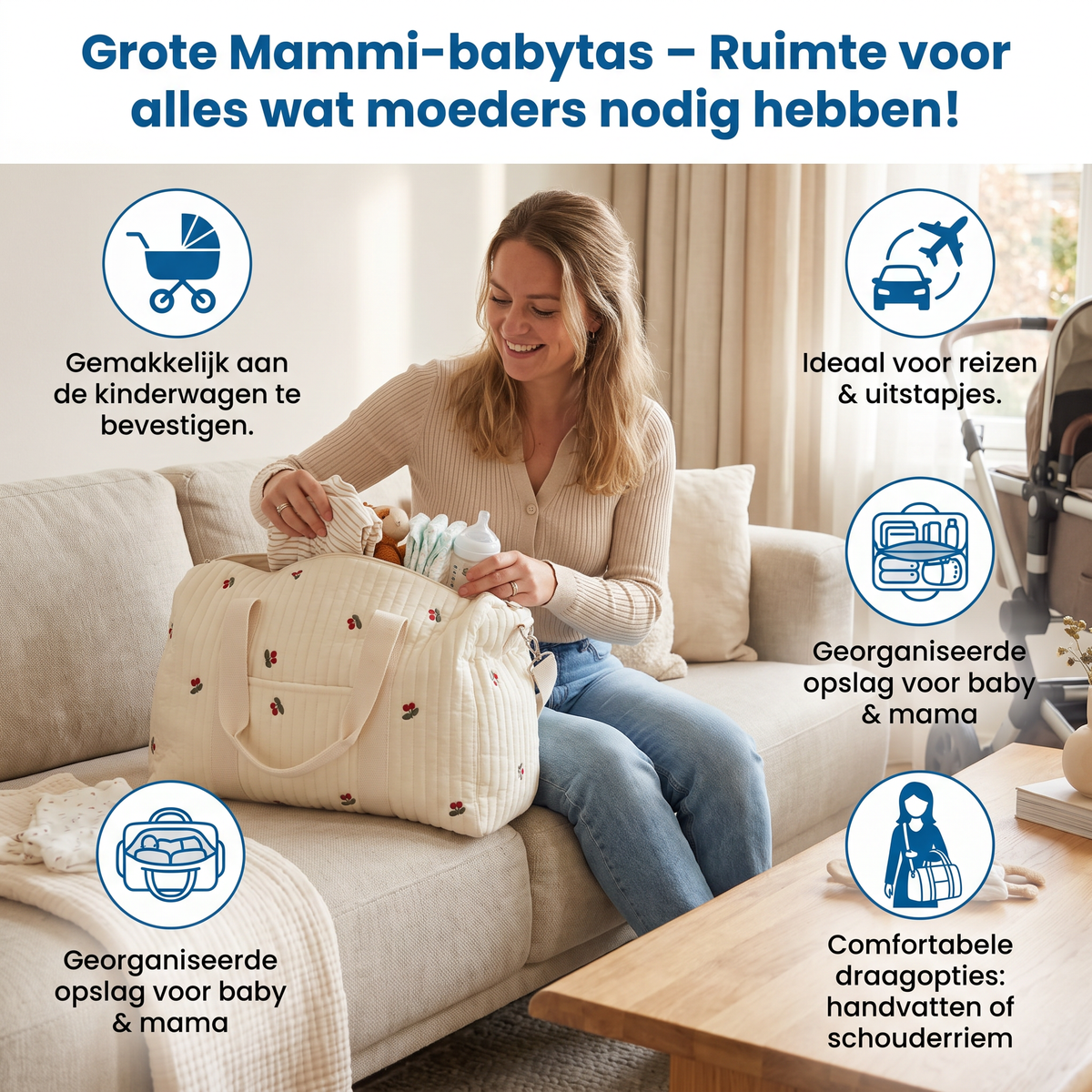 Grote Mammi-babytas – Ruimte voor alles wat moeders nodig hebben!