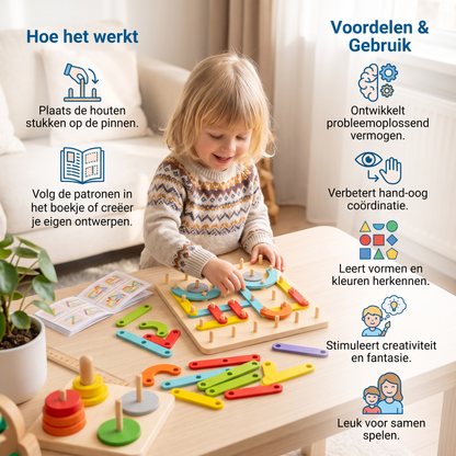 Creatief Montessori houten nagel-puzzel speelgoed