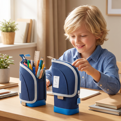 2-in-1 Pop-Up Etui met Pennenhouder – Ruimtebesparende Bureau-organizer