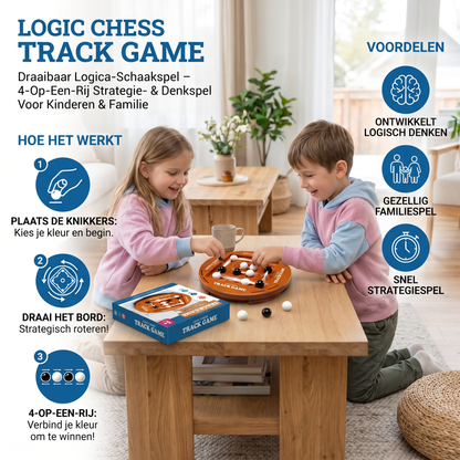 Draaibaar Logica-Schaakspel – 4-Op-Een-Rij Strategie- & Denkspel Voor Kinderen & Familie