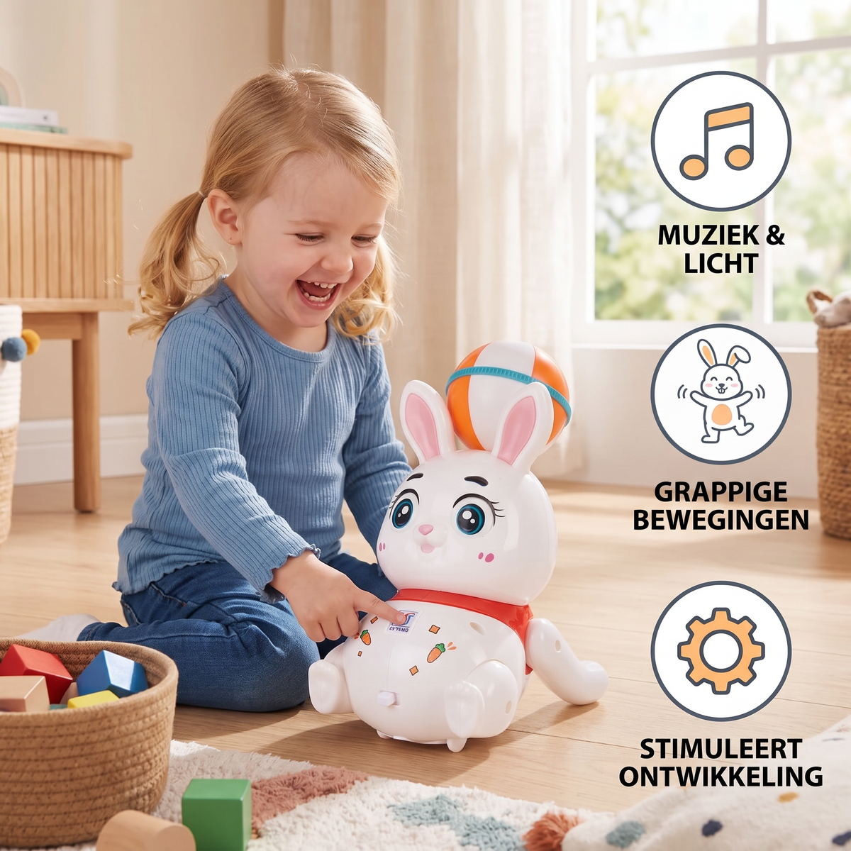 Interactief Dansend Hazenspeelgoed – Lichtjes, Muziek & Leuke Bewegingen