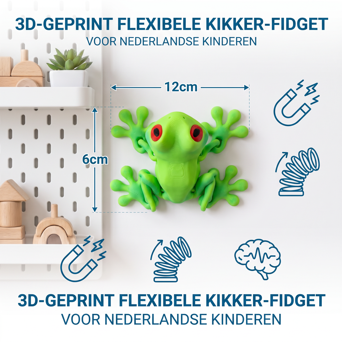 3D-geprint magnetisch flexibel kikker-fidgetspeelgoed