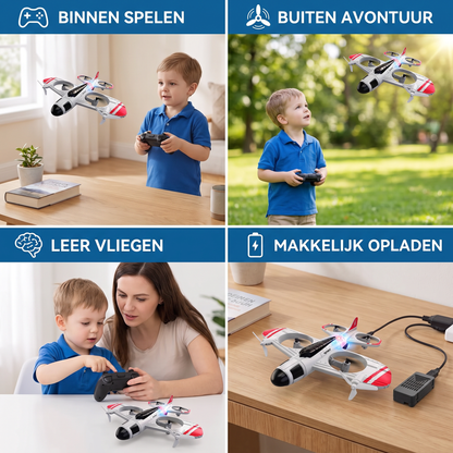 2-in-1 Afstandsbediend Gevechtsvliegtuig- & Dronespeelgoed