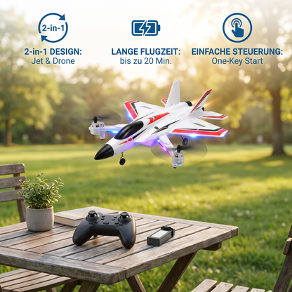 2-in-1 Afstandsbediend Gevechtsvliegtuig- & Dronespeelgoed