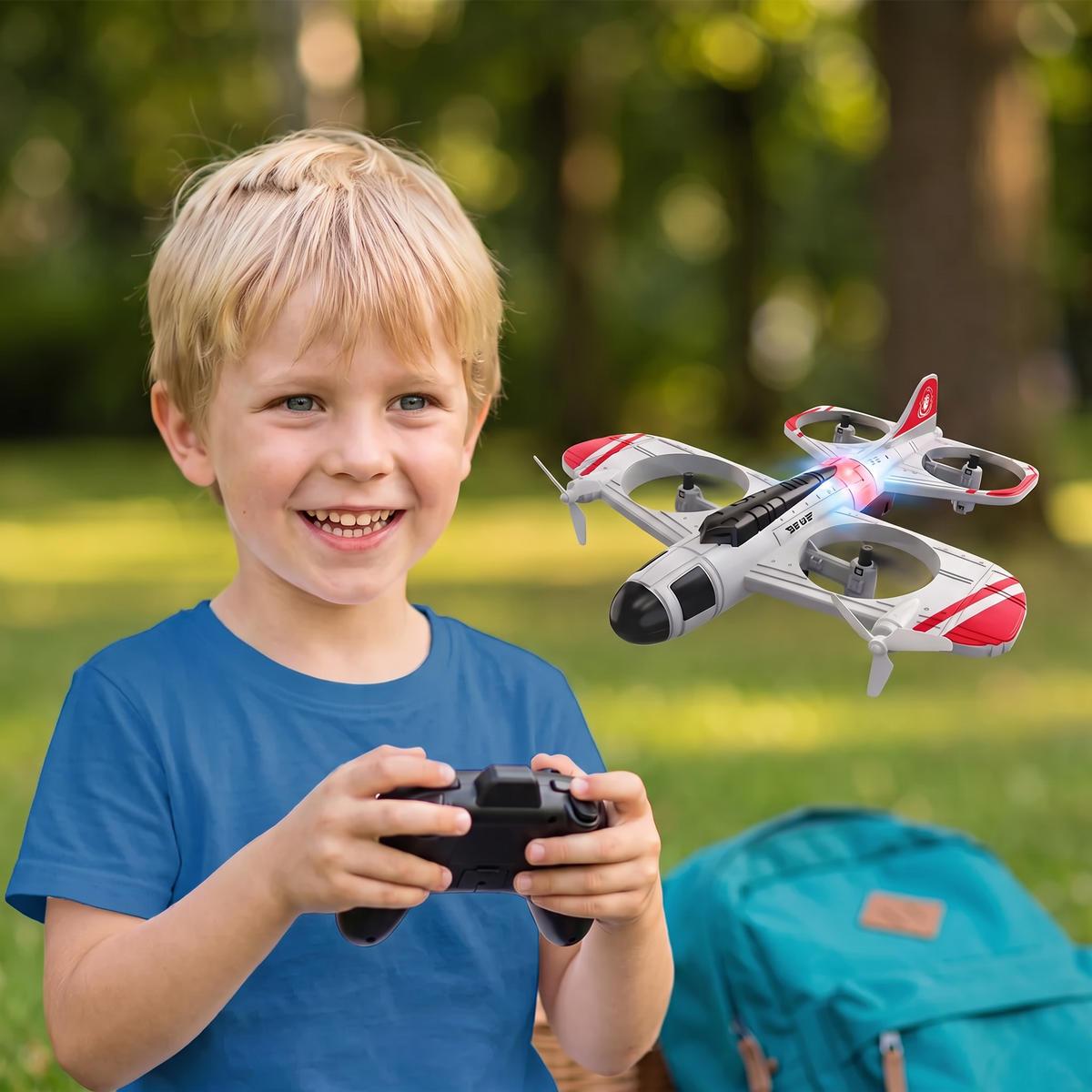 2-in-1 Afstandsbediend Gevechtsvliegtuig- & Dronespeelgoed