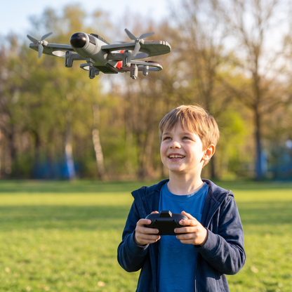 2-in-1 Afstandsbediend Gevechtsvliegtuig- & Dronespeelgoed