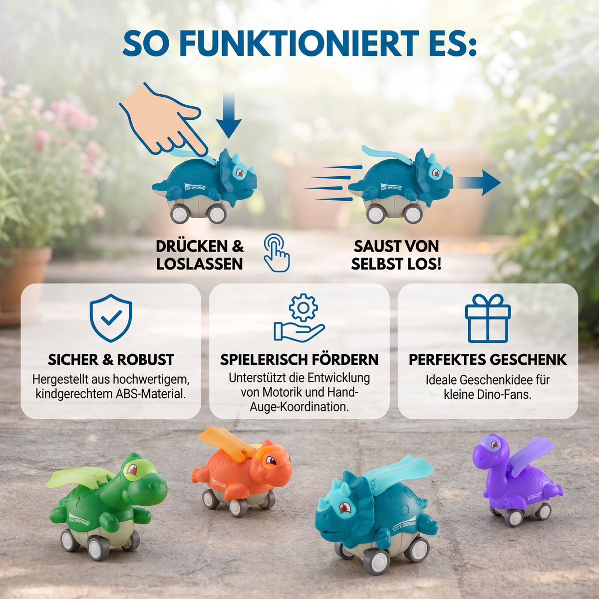 Duw-En-Rijd-Dinoauto's – Rollende Dinosaurusspeelgoedauto's Voor Kinderen