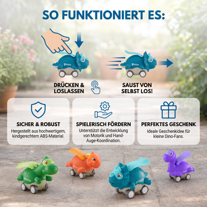 Duw-En-Rijd-Dinoauto's – Rollende Dinosaurusspeelgoedauto's Voor Kinderen