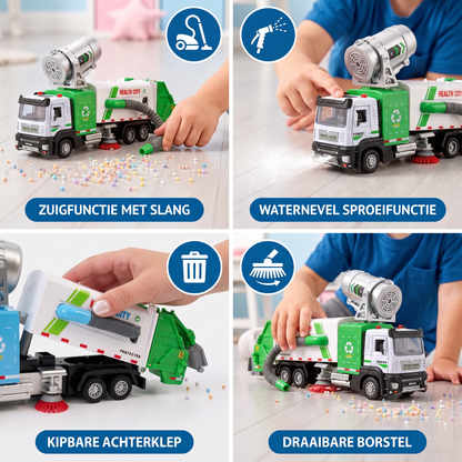 Diecast Straatveegmachine Speelgoed Met Zuigslang En Sproeifunctie