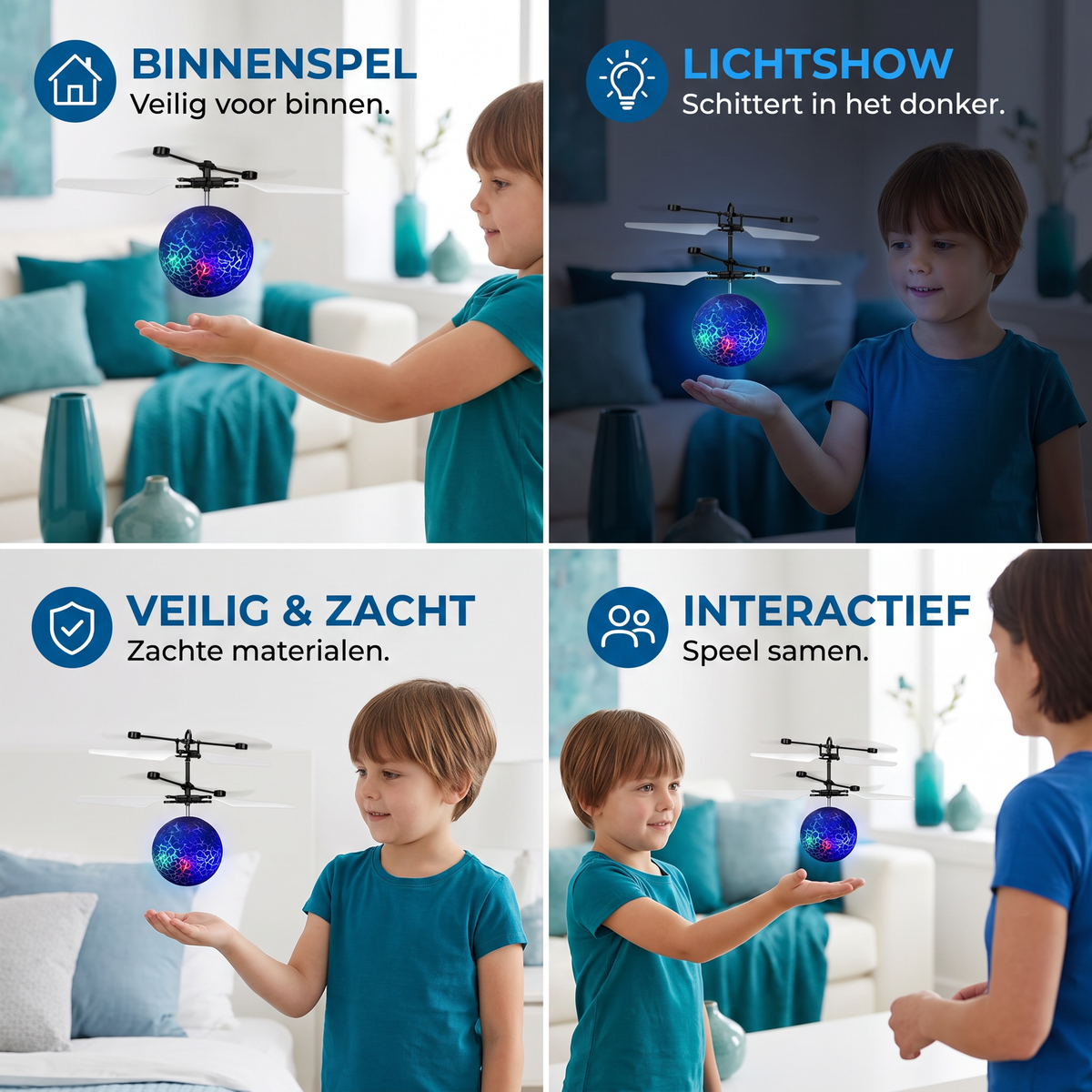 Handgestuurde Vliegende LED-Baldrone Voor Kinderen