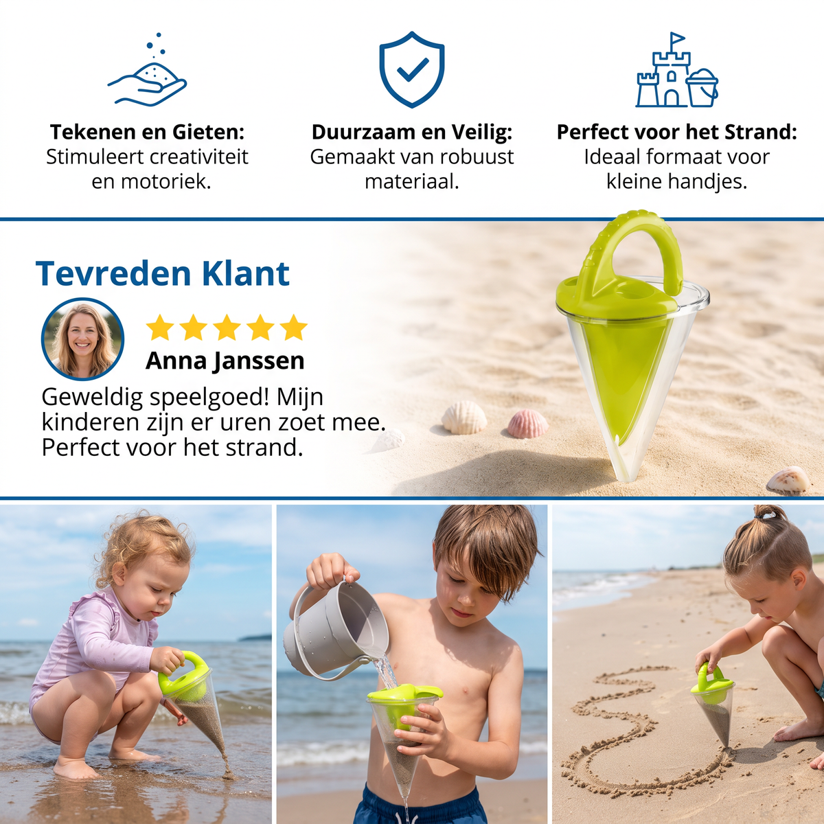 Zandspeelgoed voor Kinderen met Strandtrechter om te Tekenen en te Gieten