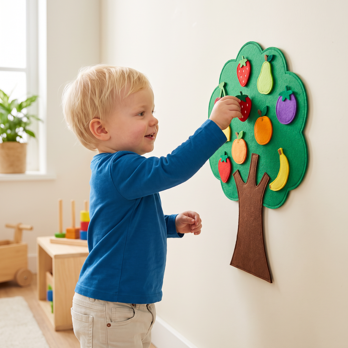 Activiteitenbord ‘Fruitboom’ van Vilt – Montessori-Leerspeelgoed
