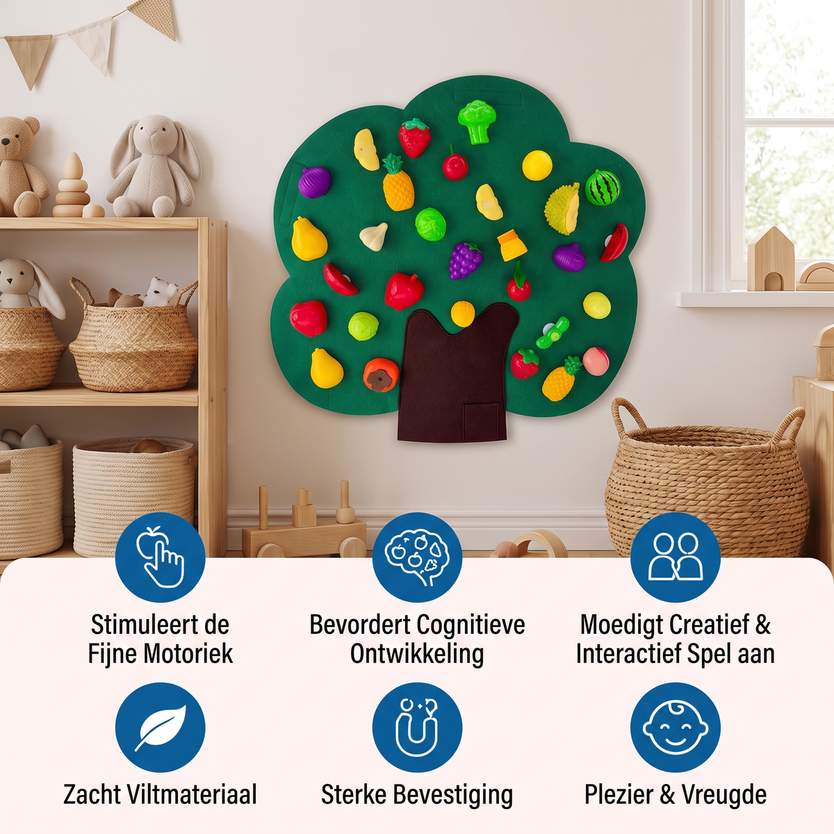 Activiteitenbord ‘Fruitboom’ van Vilt – Montessori-Leerspeelgoed