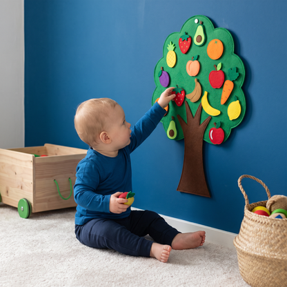 Activiteitenbord ‘Fruitboom’ van Vilt – Montessori-Leerspeelgoed