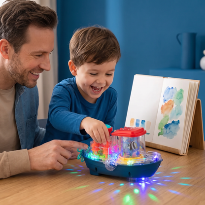 Lichtgevend Tandwielboot – Muzikaal Elektrisch Speelgoedbootje voor Kinderen