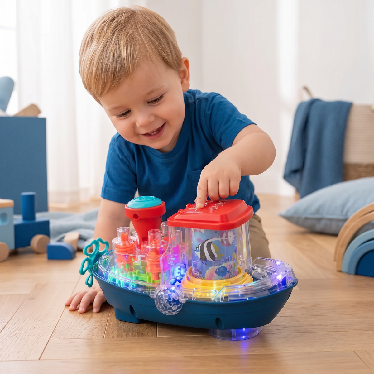 Lichtgevend Tandwielboot – Muzikaal Elektrisch Speelgoedbootje voor Kinderen