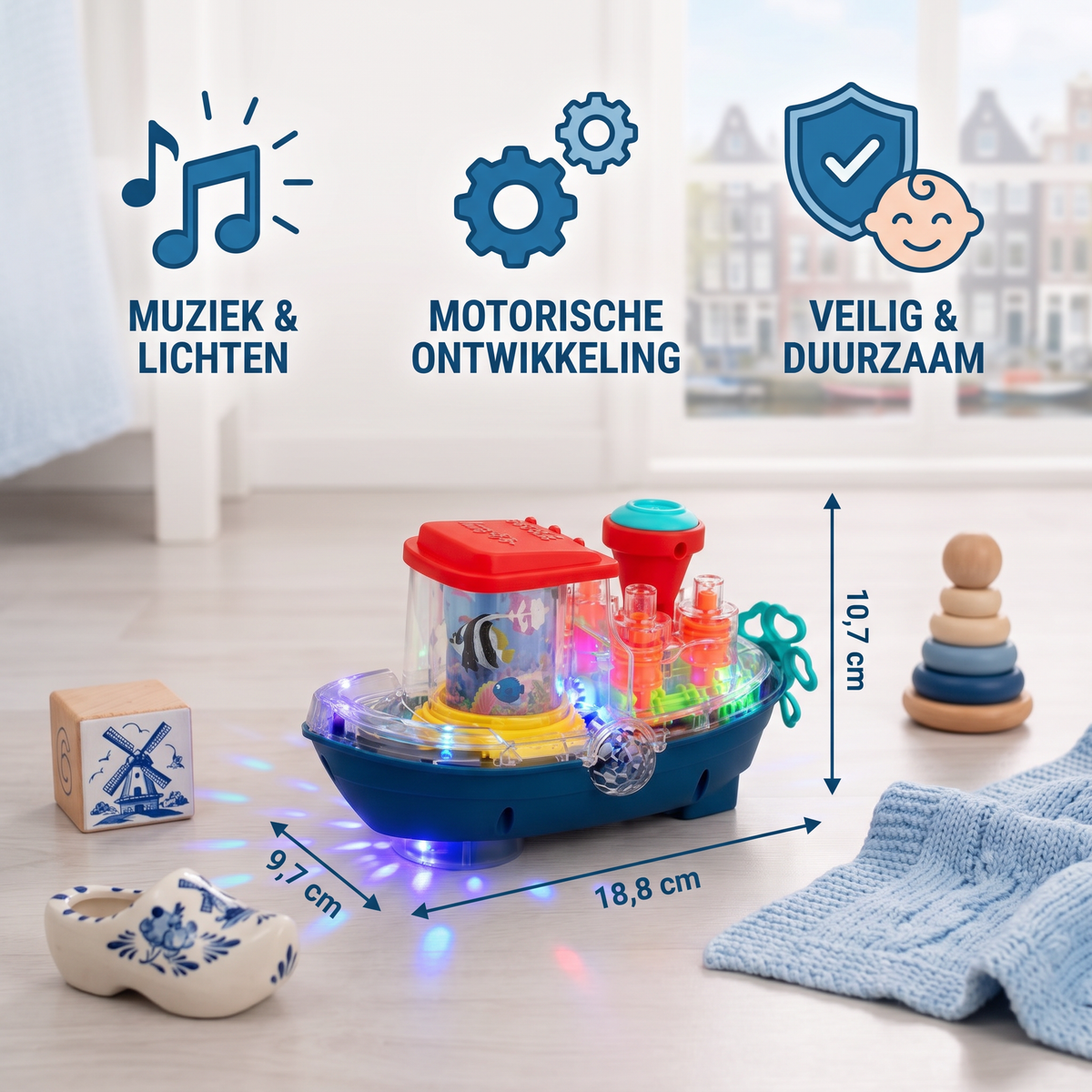 Lichtgevend Tandwielboot – Muzikaal Elektrisch Speelgoedbootje voor Kinderen