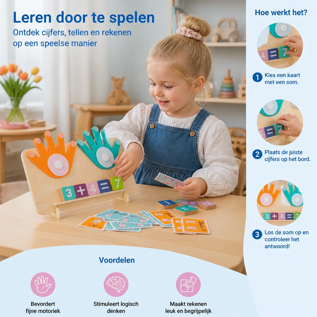 Montessori Getallenleerspeelgoed – Houten Vingertraceerbord voor Kinderen