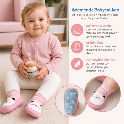 Ademende Babysokken – Antislip Loopsokken met Zachte Zool voor Baby’s en Peuters