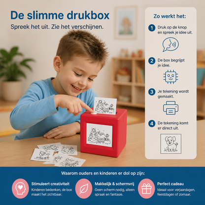 Magische AI Kinder-Druckbox met Spraakbesturing voor Tekeningen & Creatieve Ideeën
