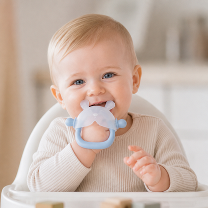 Konijnen Baby Bijthandschoen – Zachte, BPA-vrije Siliconen Bijtring Met Anti-Val Polsbandje (3–18 Maanden)