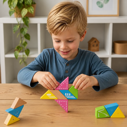 Magnetische Geometrische Houten Blokken – Creatieve Leerpuzzel
