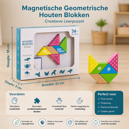 Magnetische Geometrische Houten Blokken – Creatieve Leerpuzzel