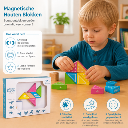 Magnetische Geometrische Houten Blokken – Creatieve Leerpuzzel