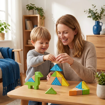 Magnetische Geometrische Houten Blokken – Creatieve Leerpuzzel