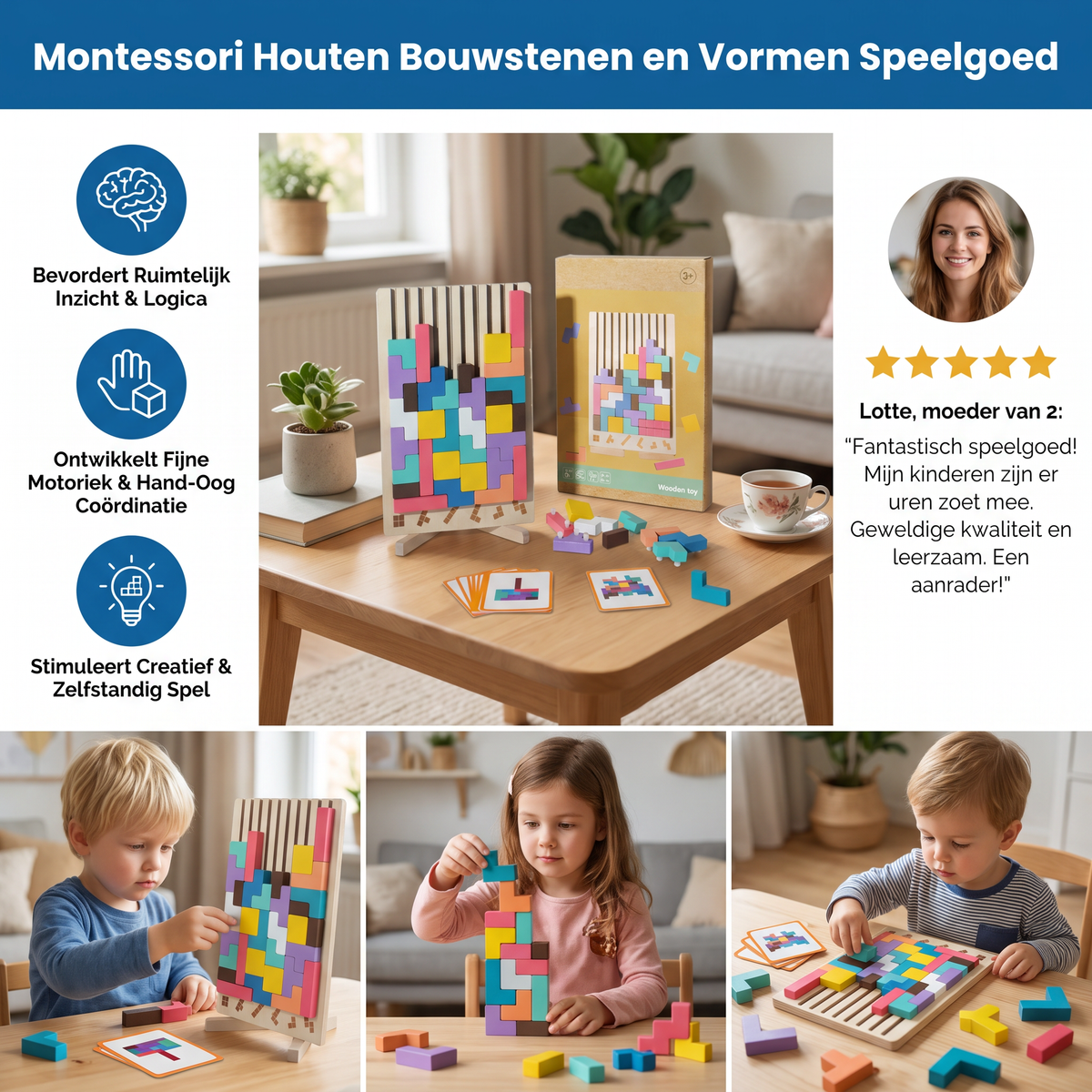 Montessori Houten Bouwstenen en Vormen Speelgoed