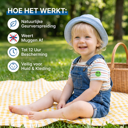 Natuurlijke Muggenwerende Stickers voor Kinderen en Baby's (100 stuks)