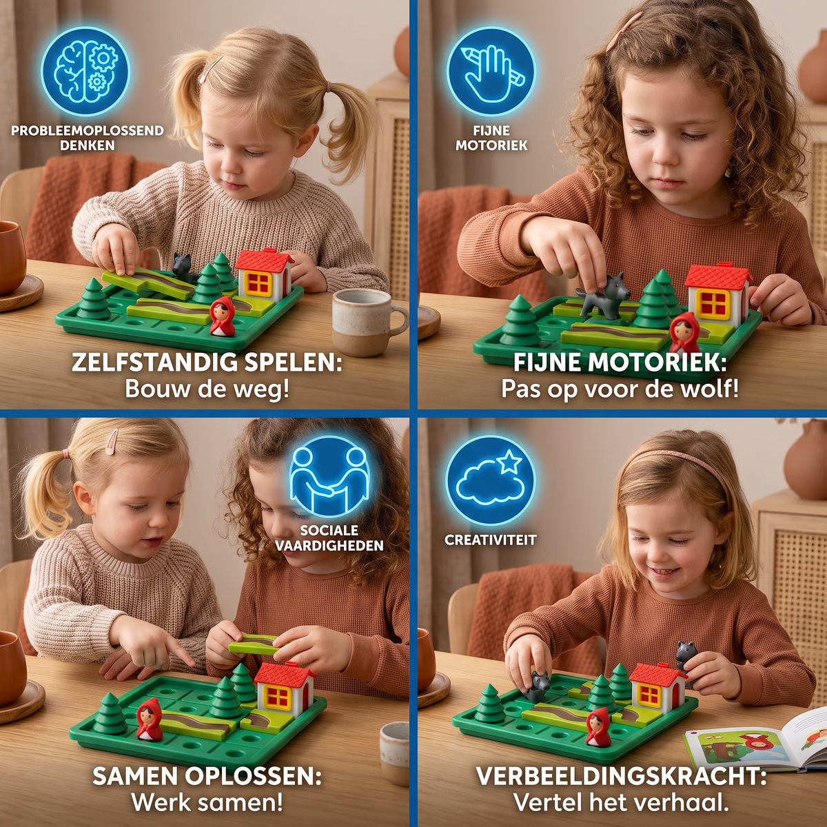Montessori Roodkapje-puzzel en Behendigheidsspel