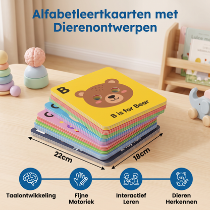 Alfabetleertkaarten met Dierenontwerpen