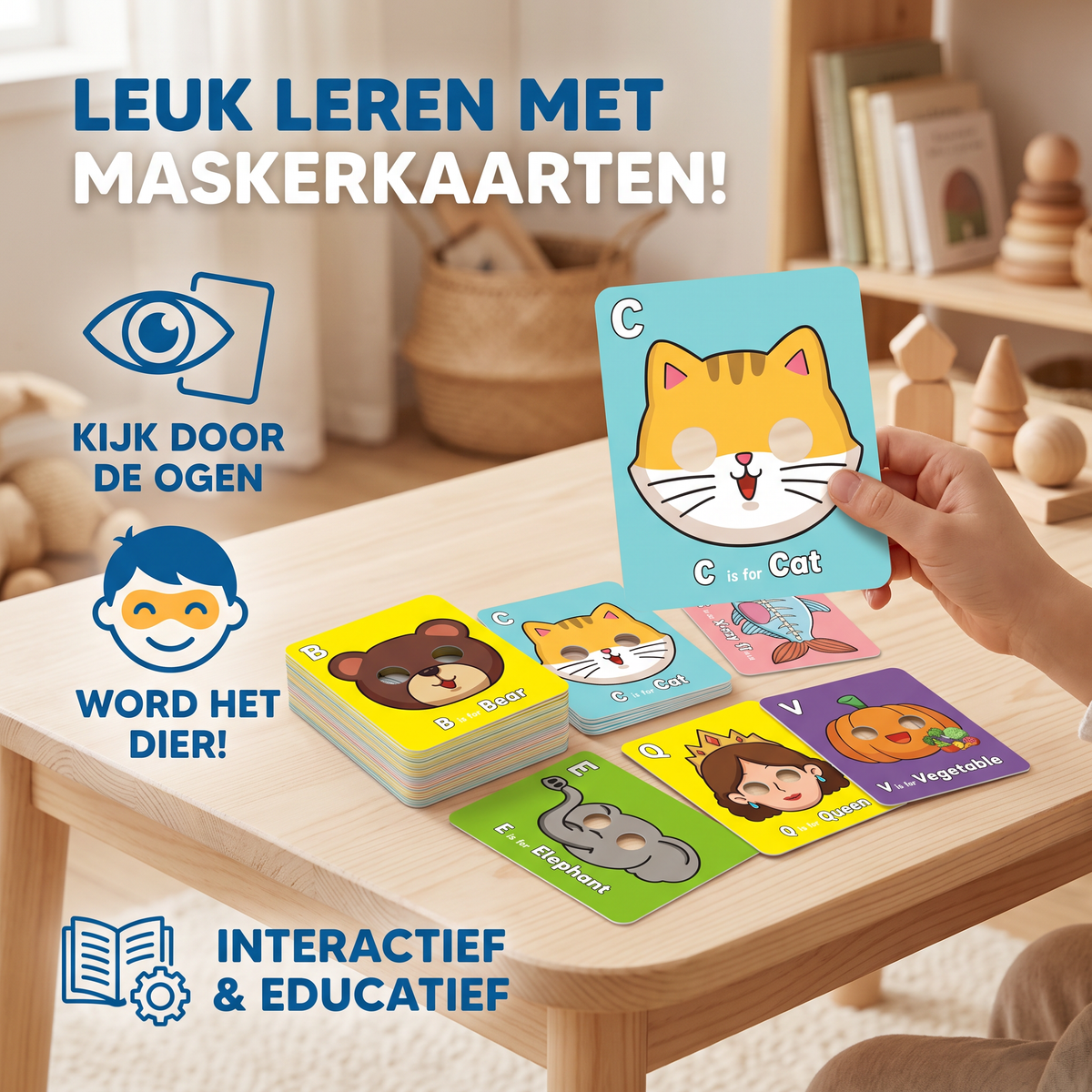 Alfabetleertkaarten met Dierenontwerpen