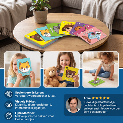 Alfabetleertkaarten met Dierenontwerpen