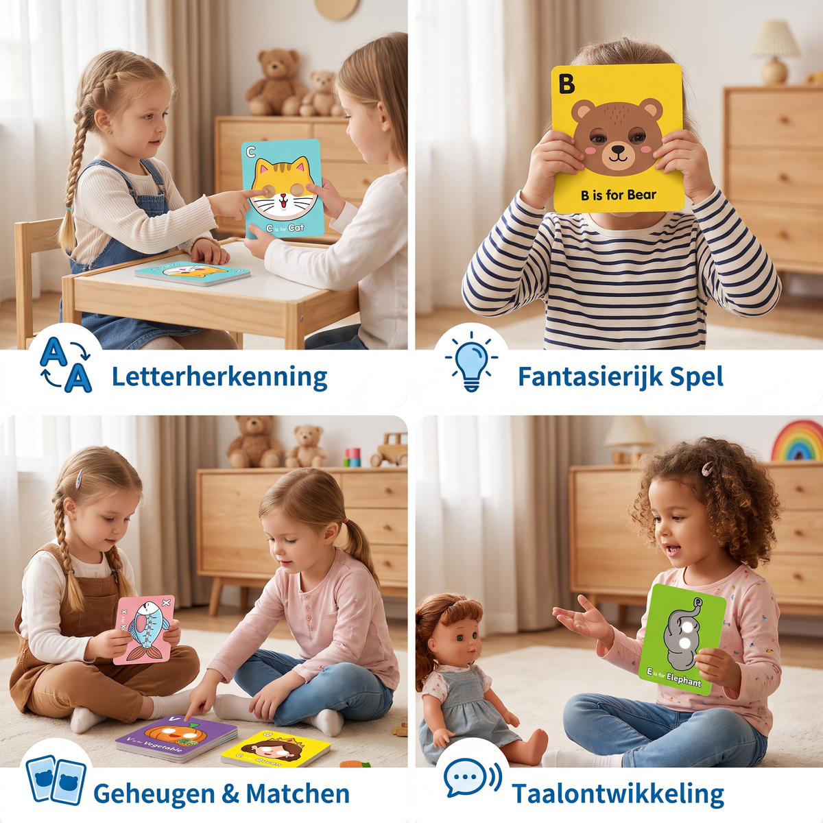 Alfabetleertkaarten met Dierenontwerpen