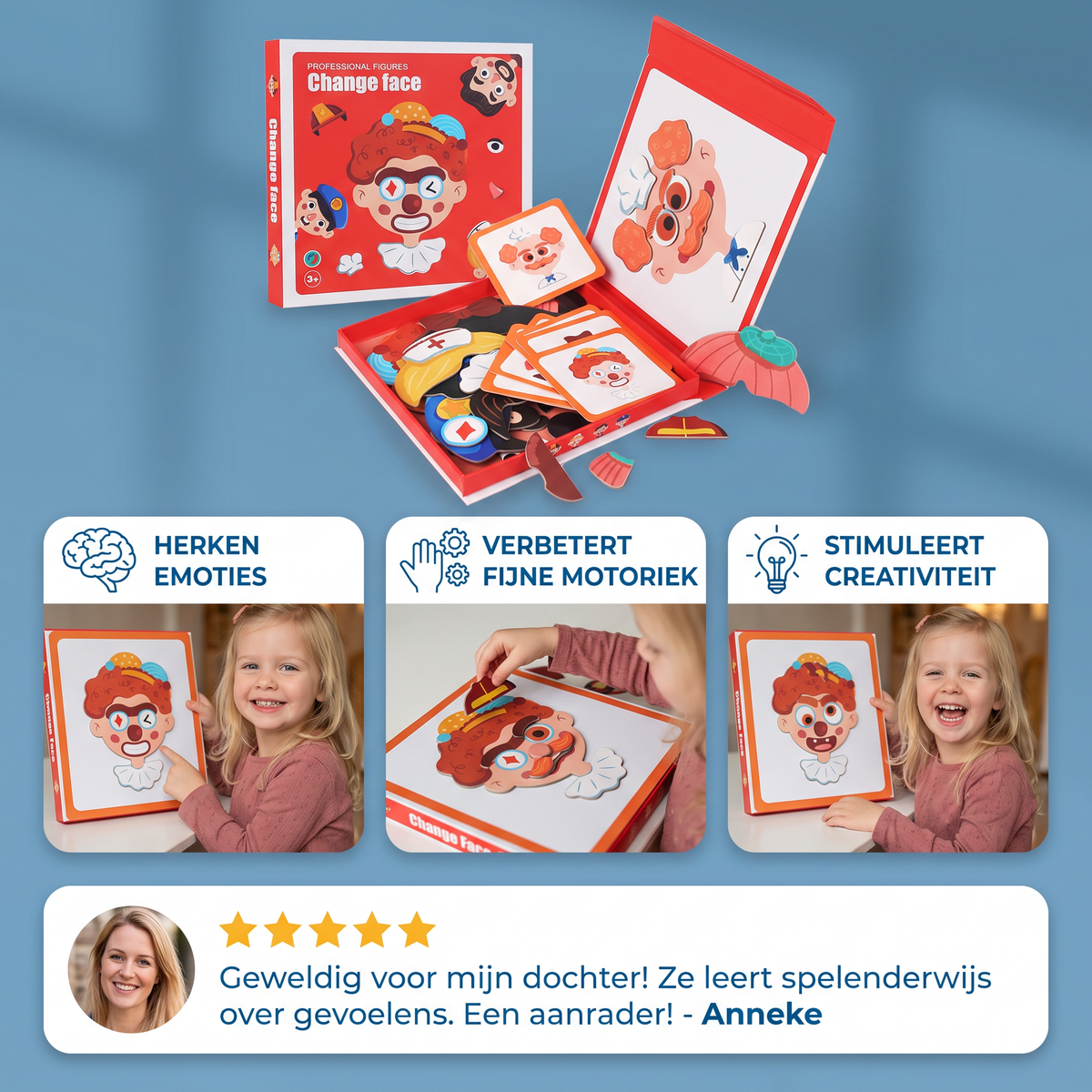 Educatieve Leerpuzzel met Gezichtsuitdrukkingen voor Kinderen