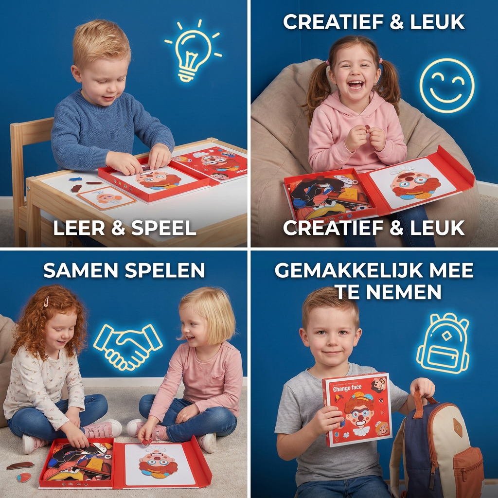 Educatieve Leerpuzzel met Gezichtsuitdrukkingen voor Kinderen