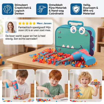 Handwerkersbouwset voor Kinderen in een Schattig Dinosaurusdesign