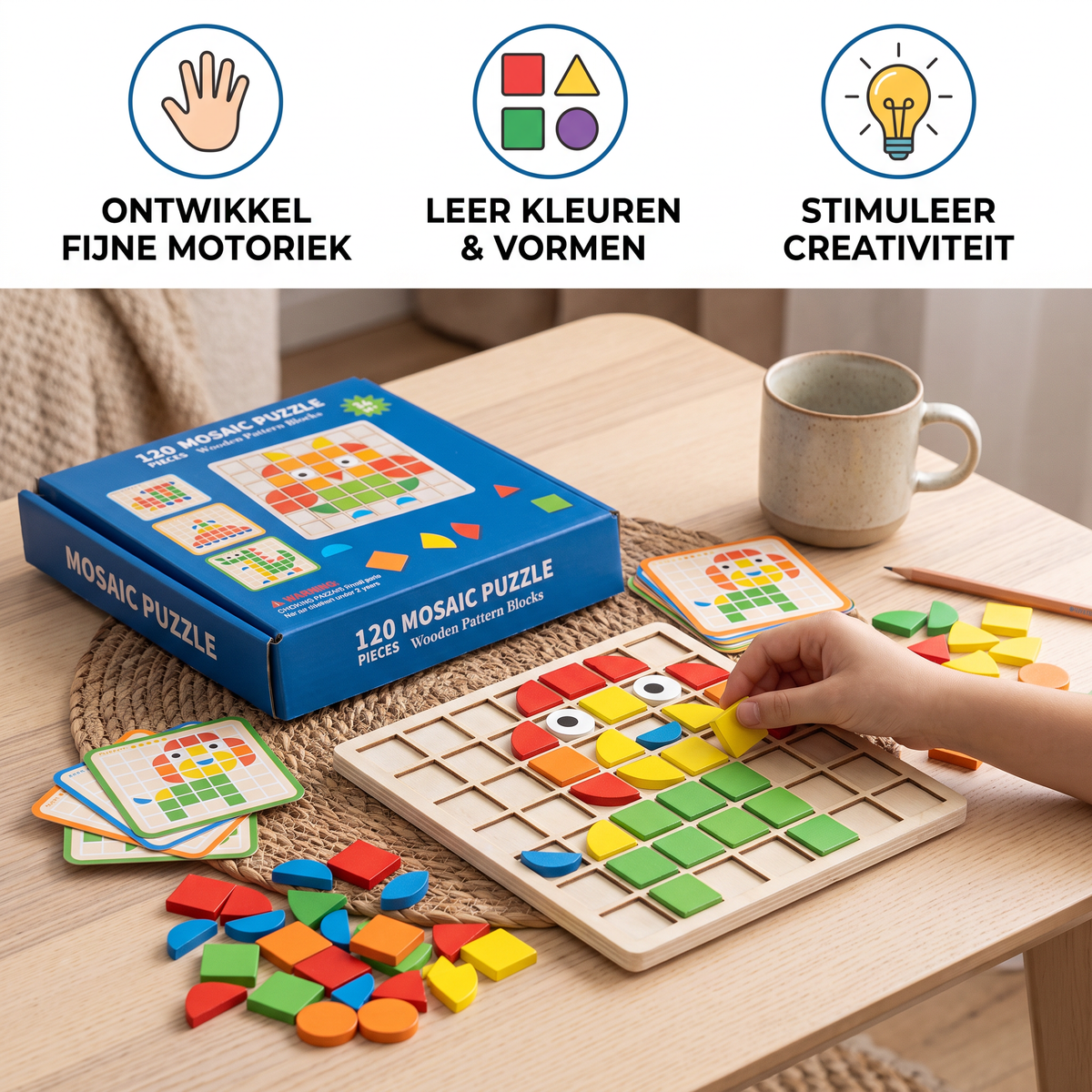 Montessori Mozaïekpuzzel voor Kleuren en Vormen