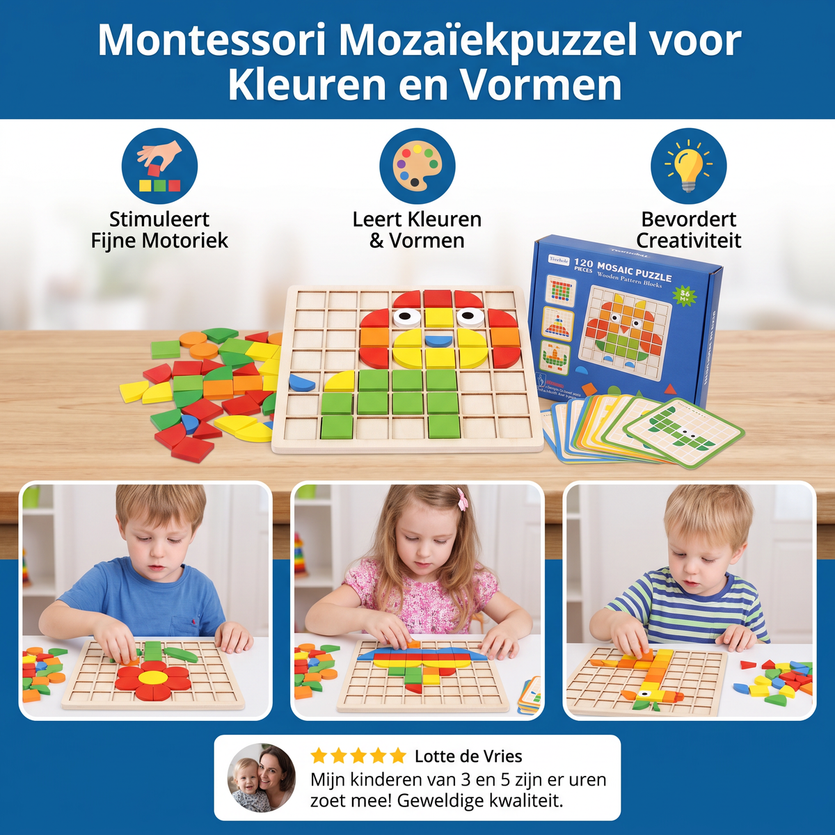 Montessori Mozaïekpuzzel voor Kleuren en Vormen