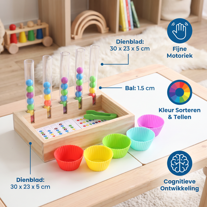 Montessori Reageerbuisjes Kleuren- en Getallenspel en Leerset