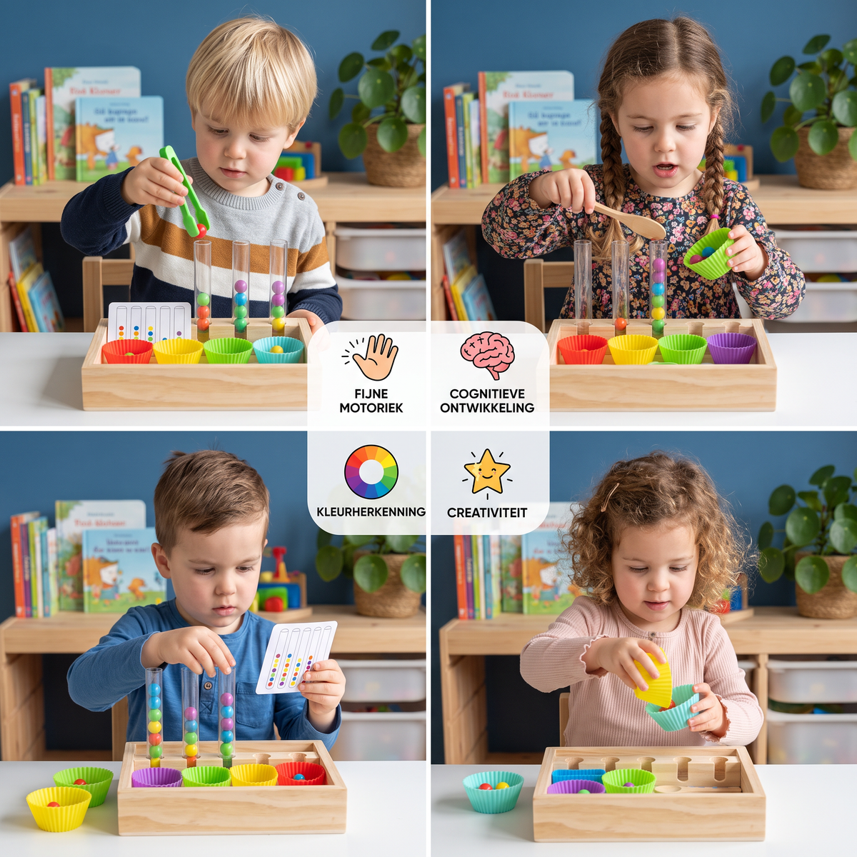 Montessori Reageerbuisjes Kleuren- en Getallenspel en Leerset